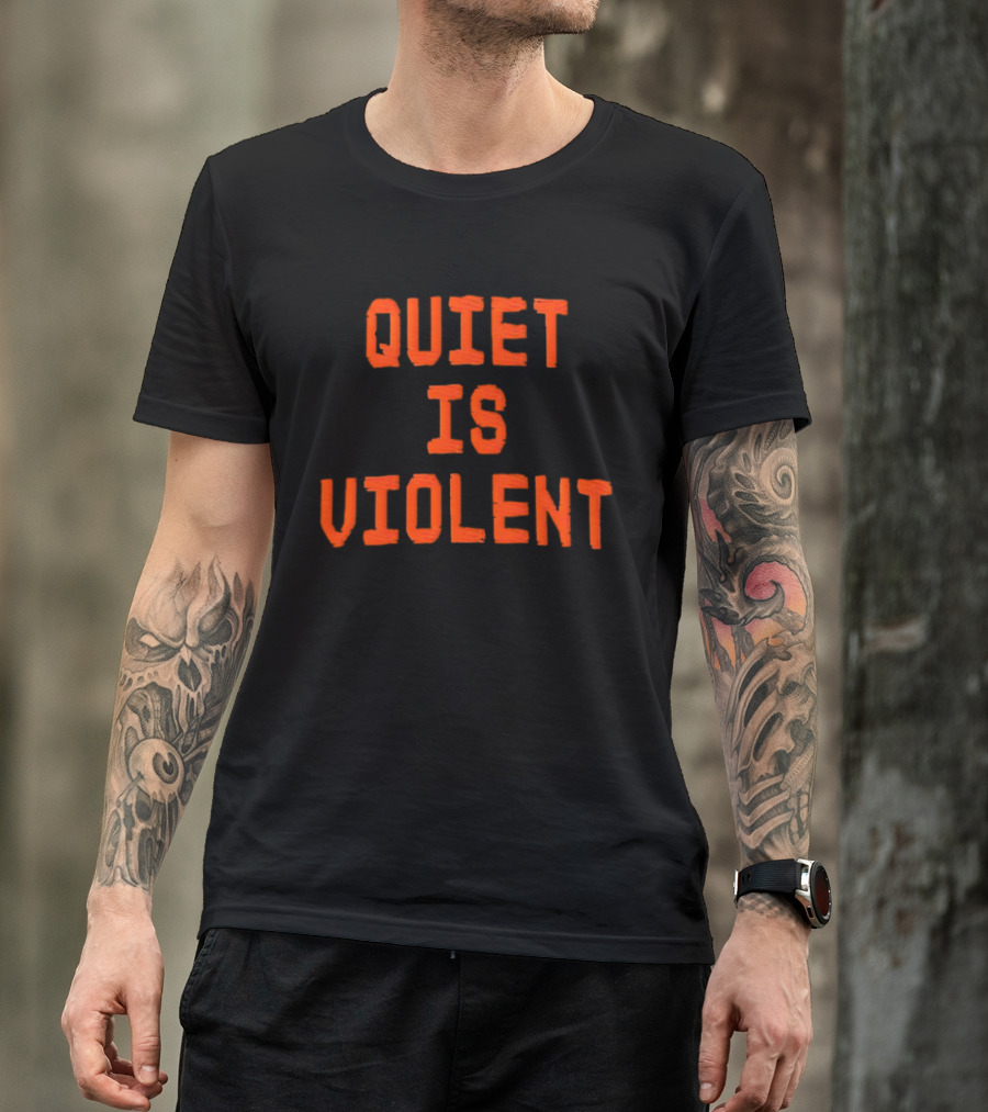 QUIET IS VIOLENT Orange Textual T-Shirt
