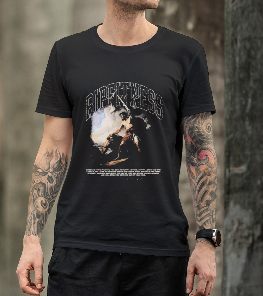 R1pfitness David The Shepherd King Michelangelo Biblical Warrior T-Shirt