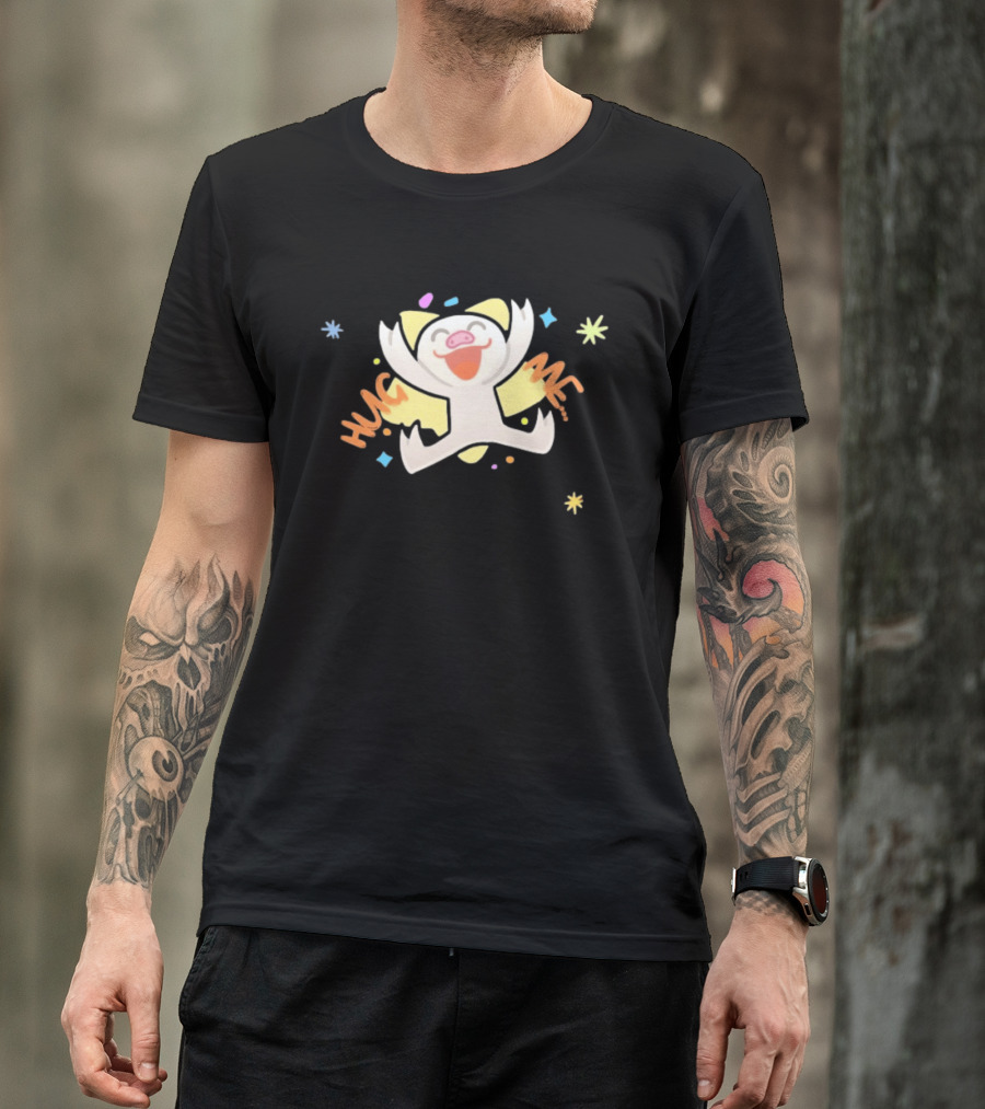 Shovda Hug Me Cute Cartoon Pig With Colorful Stars And Burst T-Shirt