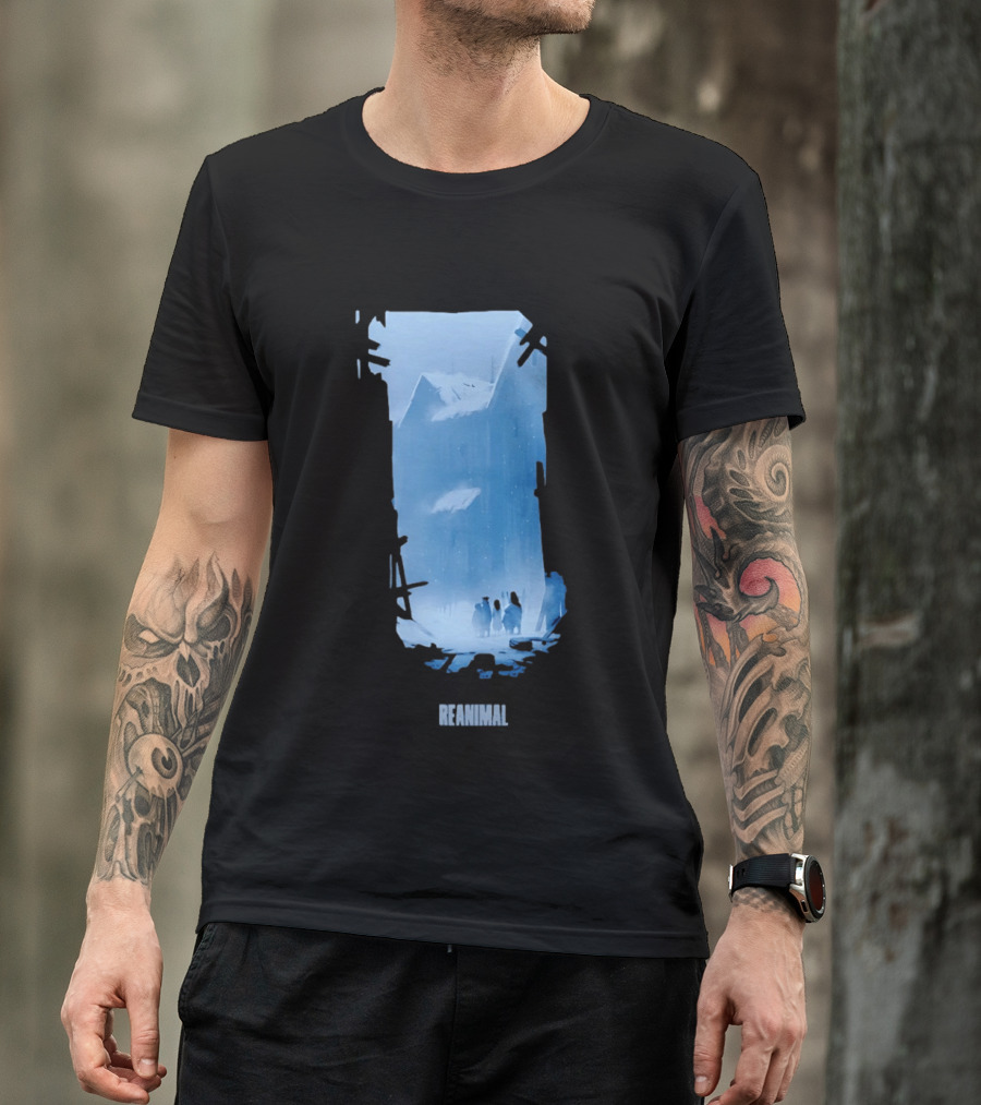 Reanimal Gate Snowy Mountain Scene With Penguins T-Shirt