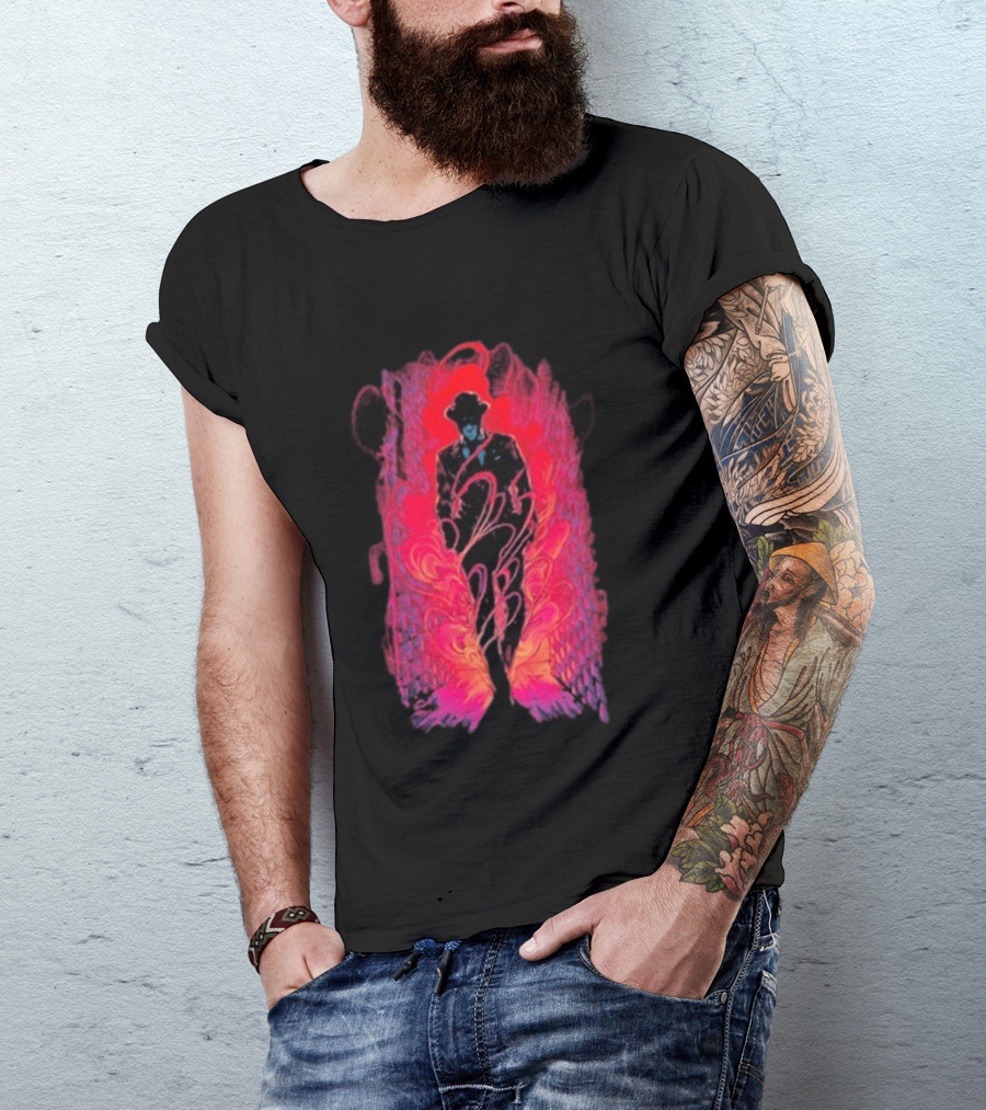 SmallAnt Alleyway Vibrant Silhouette With Swirling Neon T-Shirt