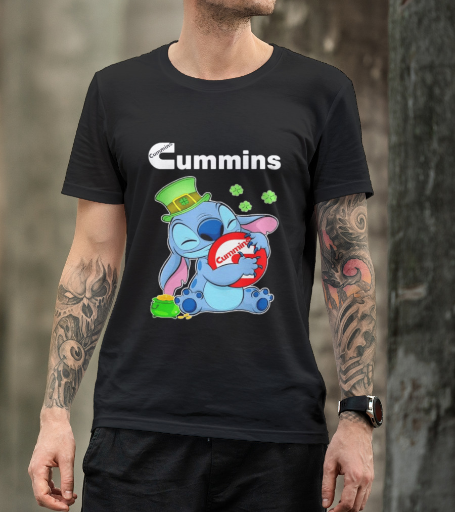 Cummins Stitch St Patricks Day Green Hat Shamrocks Hugging Coin Пот Gold T-Shirt