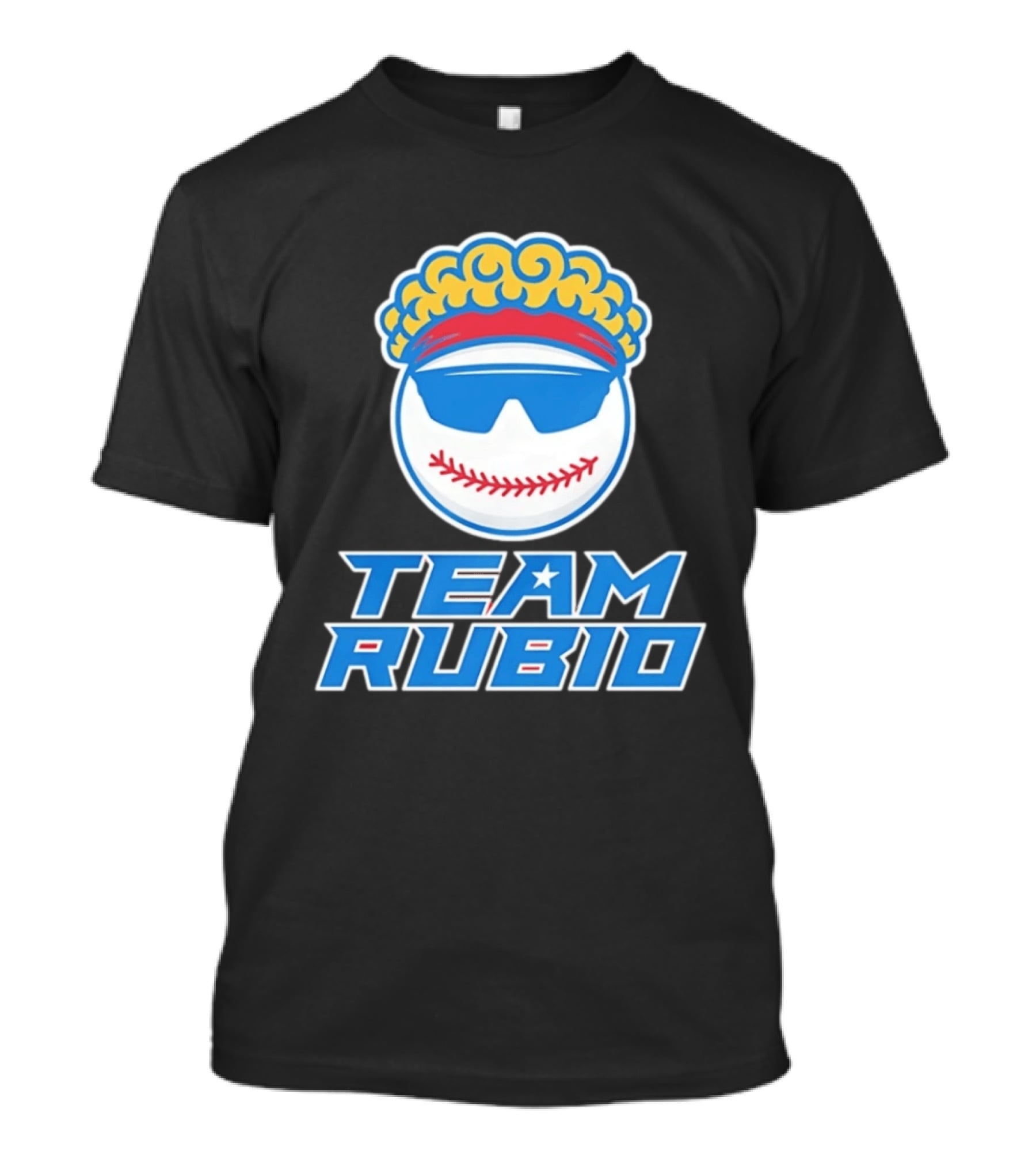 Team Rubio Baseball Puerto Rico Sunglasses Curly Hair T-Shirt