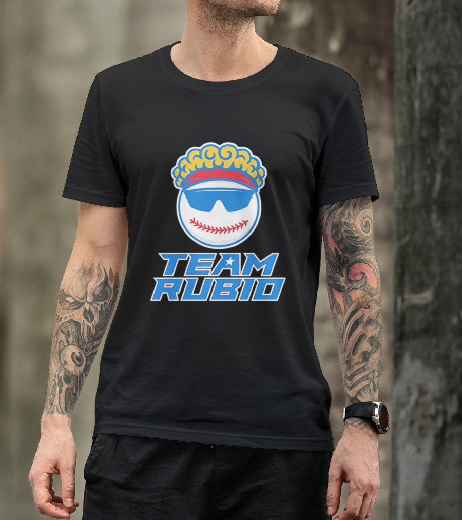 Team Rubio Baseball Puerto Rico Sunglasses Curly Hair T-Shirt