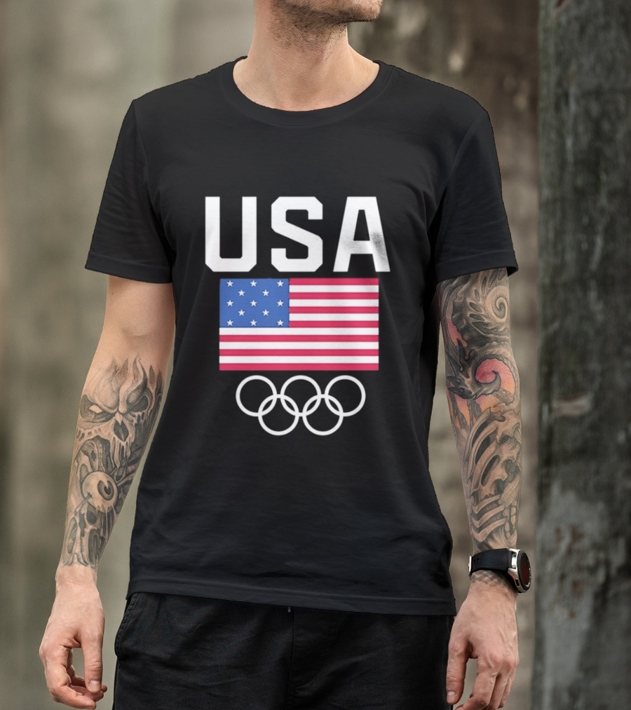 USA Flag Olympic Rings Team USA T-Shirt