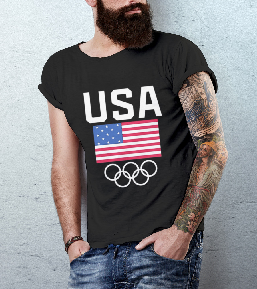 USA Flag Olympic Rings Team USA T-Shirt