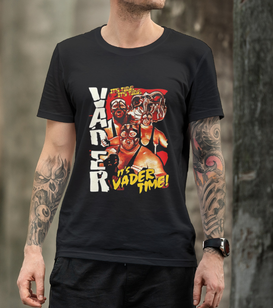 Vader It's Vader Time It's Time Wrestling Mask Collage T-Shirt