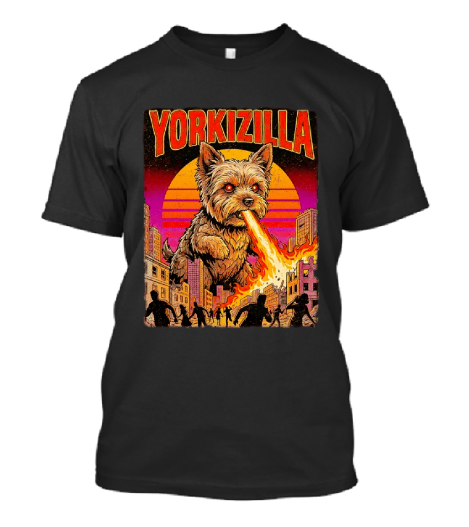 Yorkizilla Giant Yorkshire Terrier Monster Movie City Attack Scene T-Shirt