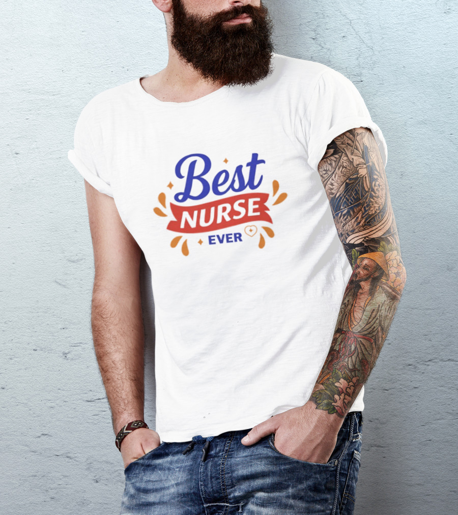 Best Nurse Ever Colorful Text With Heart T-Shirt