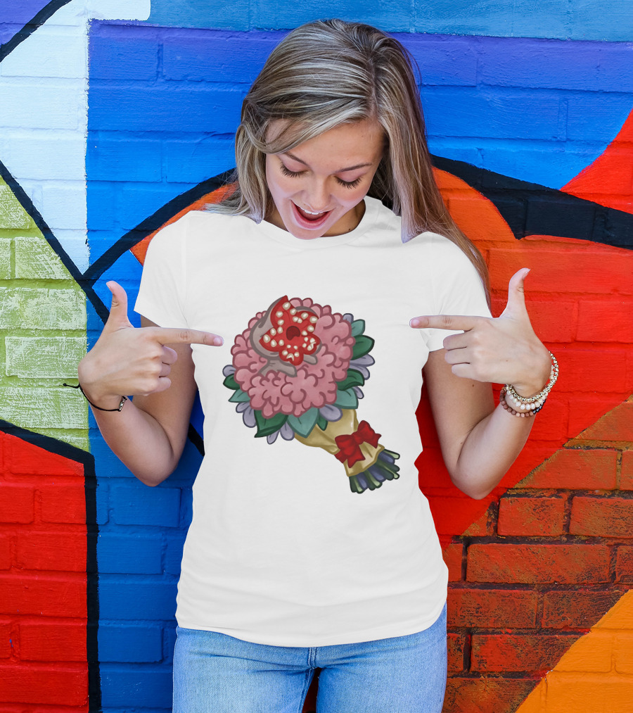 Demodog Valentine Bouquet Flowers Stranger Things Horror T-Shirt