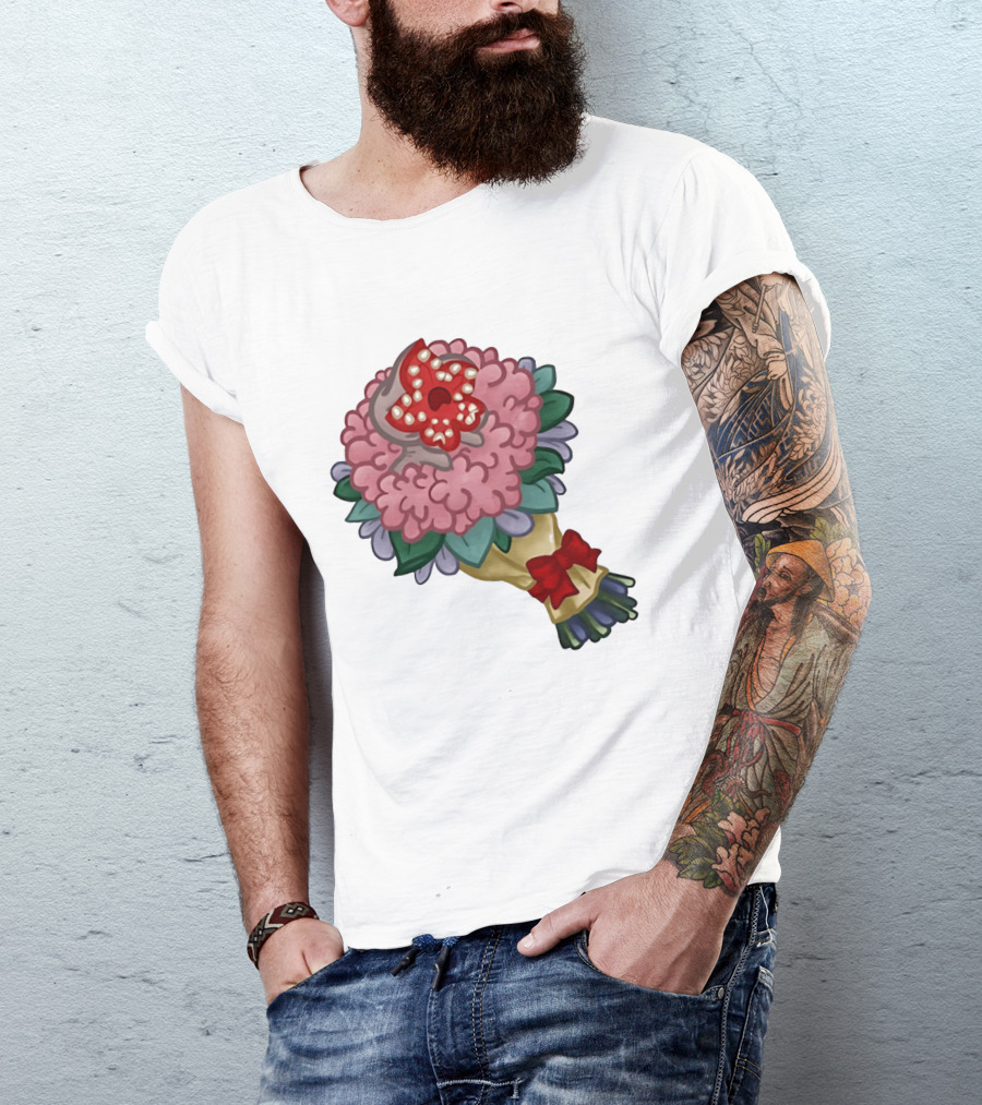 Demodog Valentine Bouquet Flowers Stranger Things Horror T-Shirt