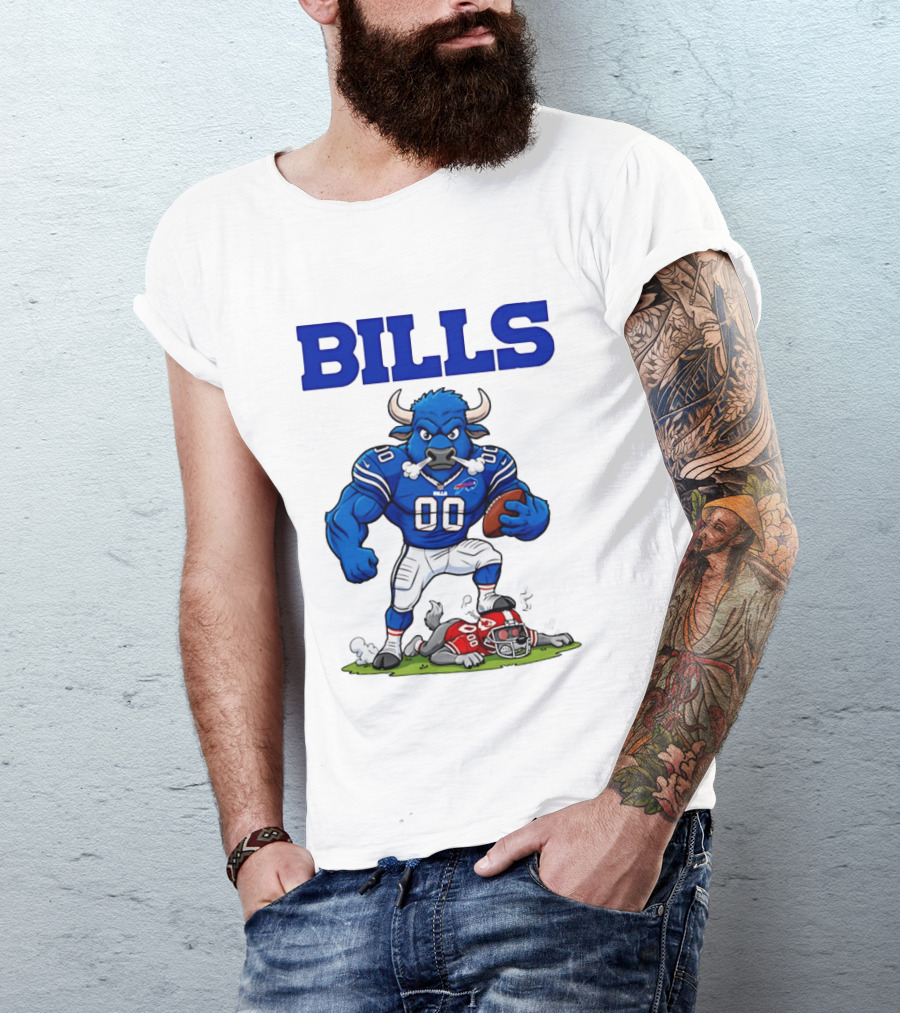 Buffalo Bills Mascot Defeats Kansas City Chiefs Rivalry NFL Football T-Shirt