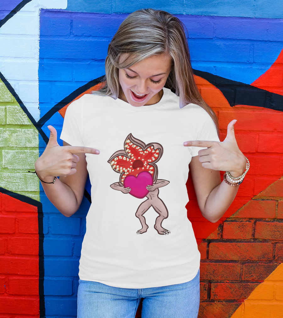 Demogorgon Embracing Heart Valentine Monster T-Shirt