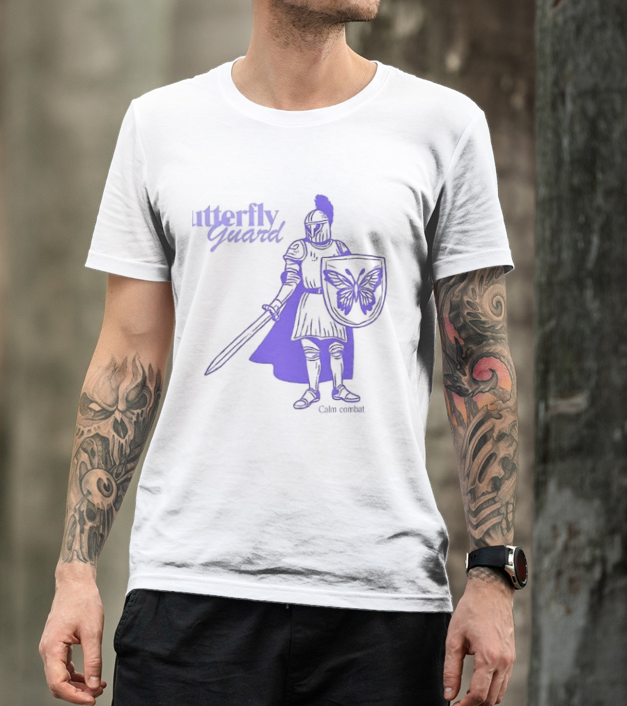 Butterfly Guard Calm Combat Knight With Shield And Sword T-Shirt