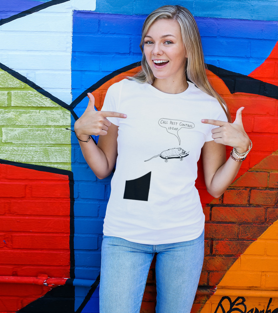 Call Pest Control IDGAF Rat On Skateboard T-Shirt
