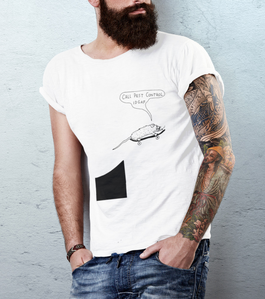 Call Pest Control IDGAF Rat On Skateboard T-Shirt