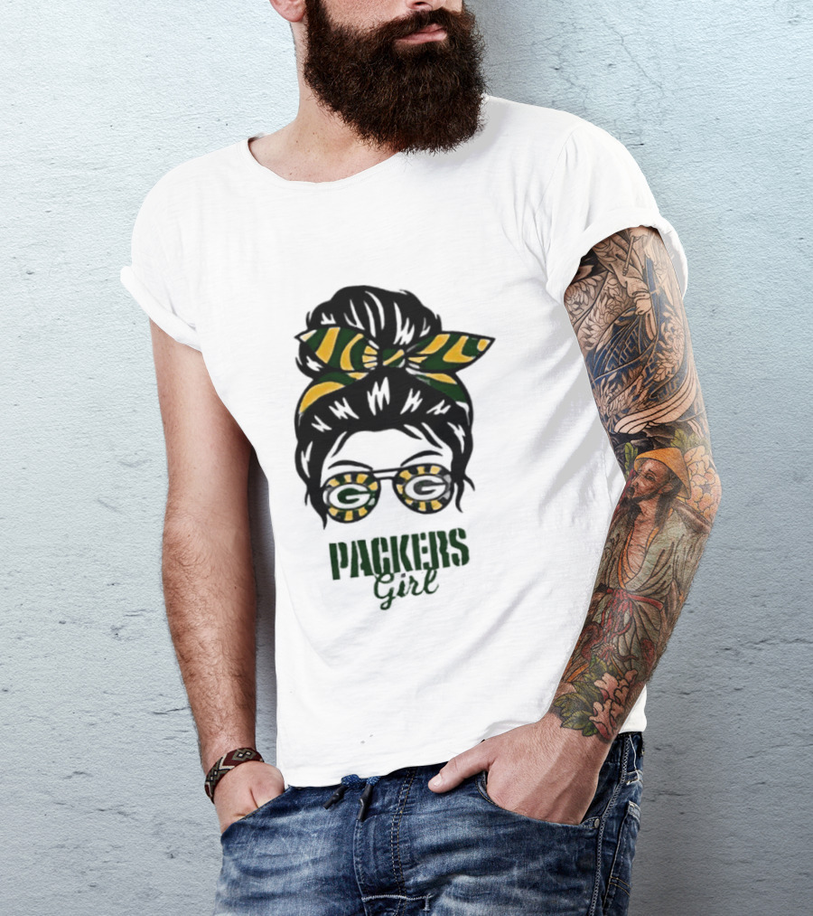 Green Bay Packers Girl Messy Bun Style 2026 T-Shirt