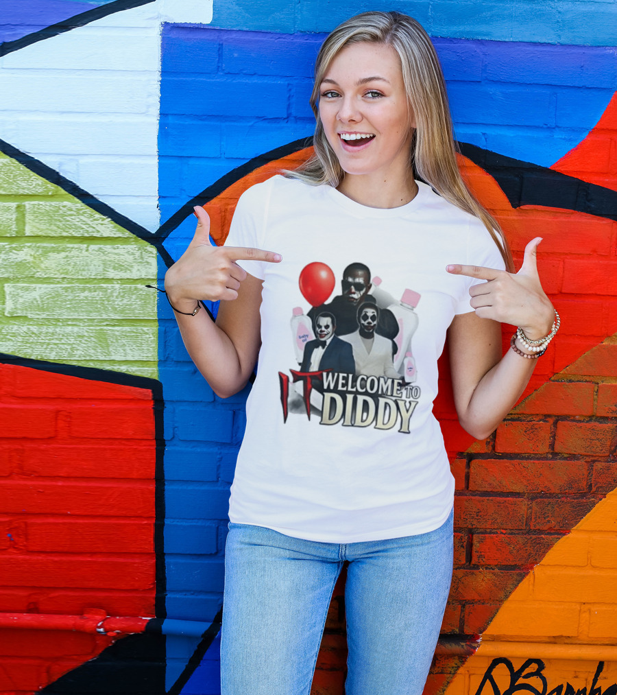 IT Welcome To Diddy Clown Parody Red Balloon Baby Oil T-Shirt