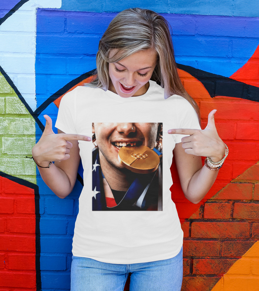 Jack Hughes Teeth Gold Medal 2026 Milano Cortina Winter Olympics T-Shirt