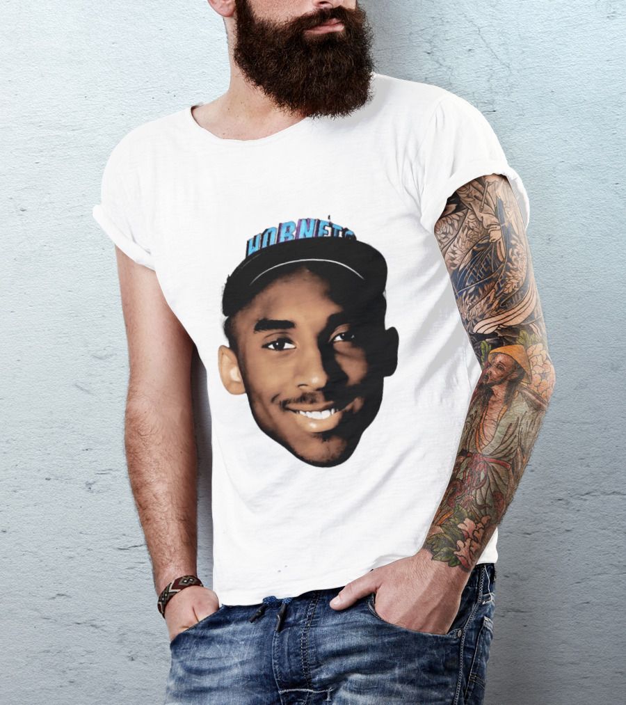 Kobe Bryant Draft Day Hornets Cap Big Face T-Shirt
