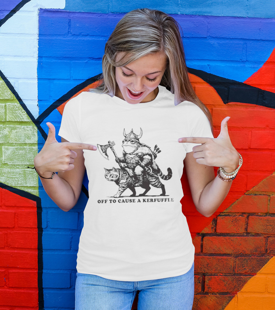 Off To Cause A Kerfuffle Viking And Cat Adventure T-Shirt