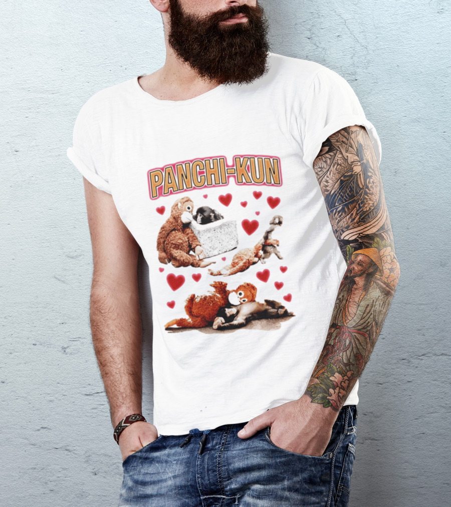 Panchi Kun Monkey Plush Love Hearts T-Shirt
