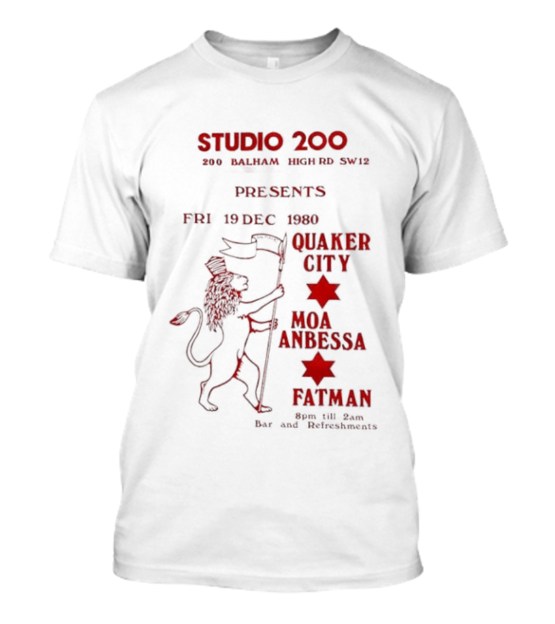 Studio 200 Presents Quaker City Moa Anbessa Fatman Dec 1980 T-Shirt