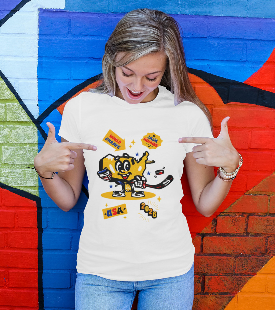 USA Hero Jack Hughes 2026 World Champs Hockey T-Shirt