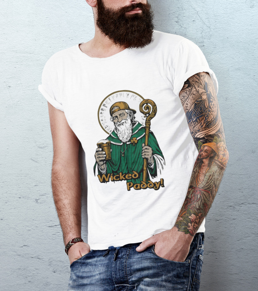 Wicked Paddy Saint Patrick Drinking Beer Iconic Irish T-Shirt