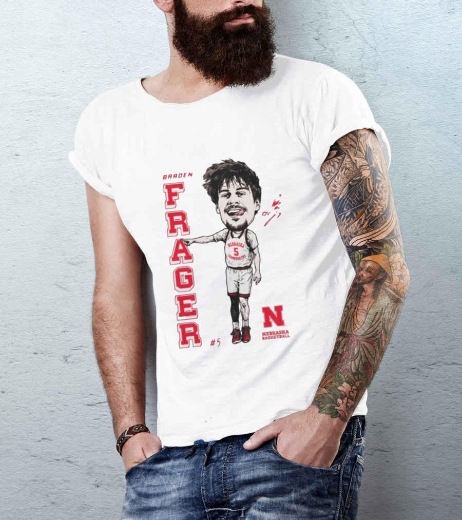 Braden Frager Nebraska Cornhuskers Basketball Caricature #5 T-Shirt