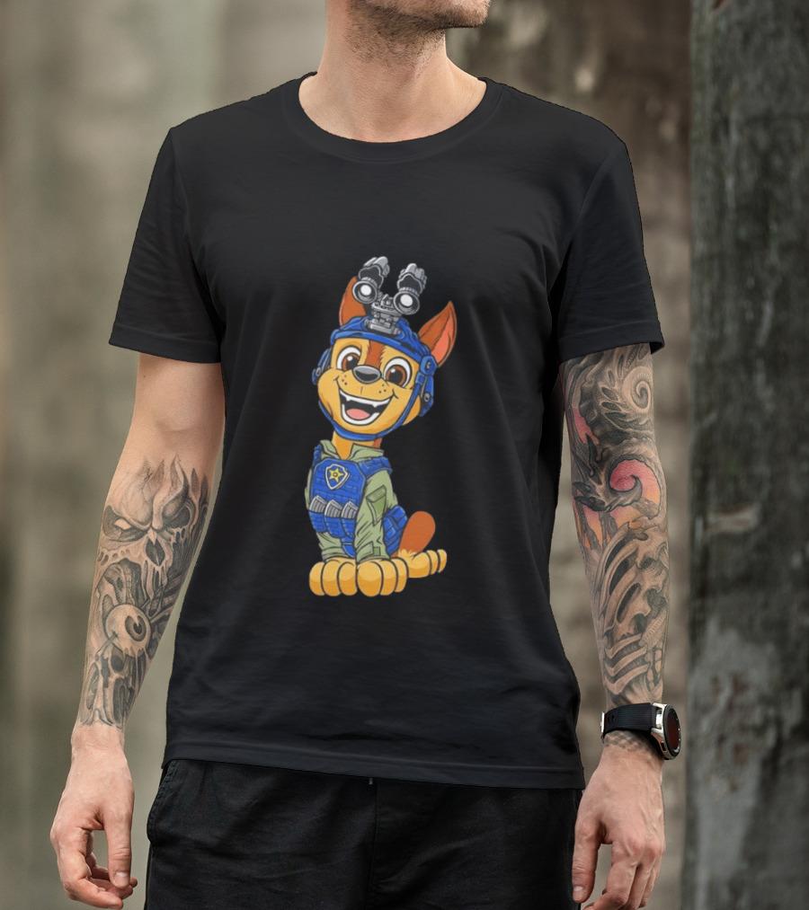 Chase Paw Patrol Police Dog Cartoon Character In Tactical Outfit T-Shirt
