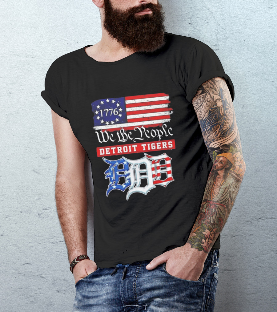Detroit Tigers MLB 1776 We The People 250th Anniversary American Flag USA Baseball T-Shirt