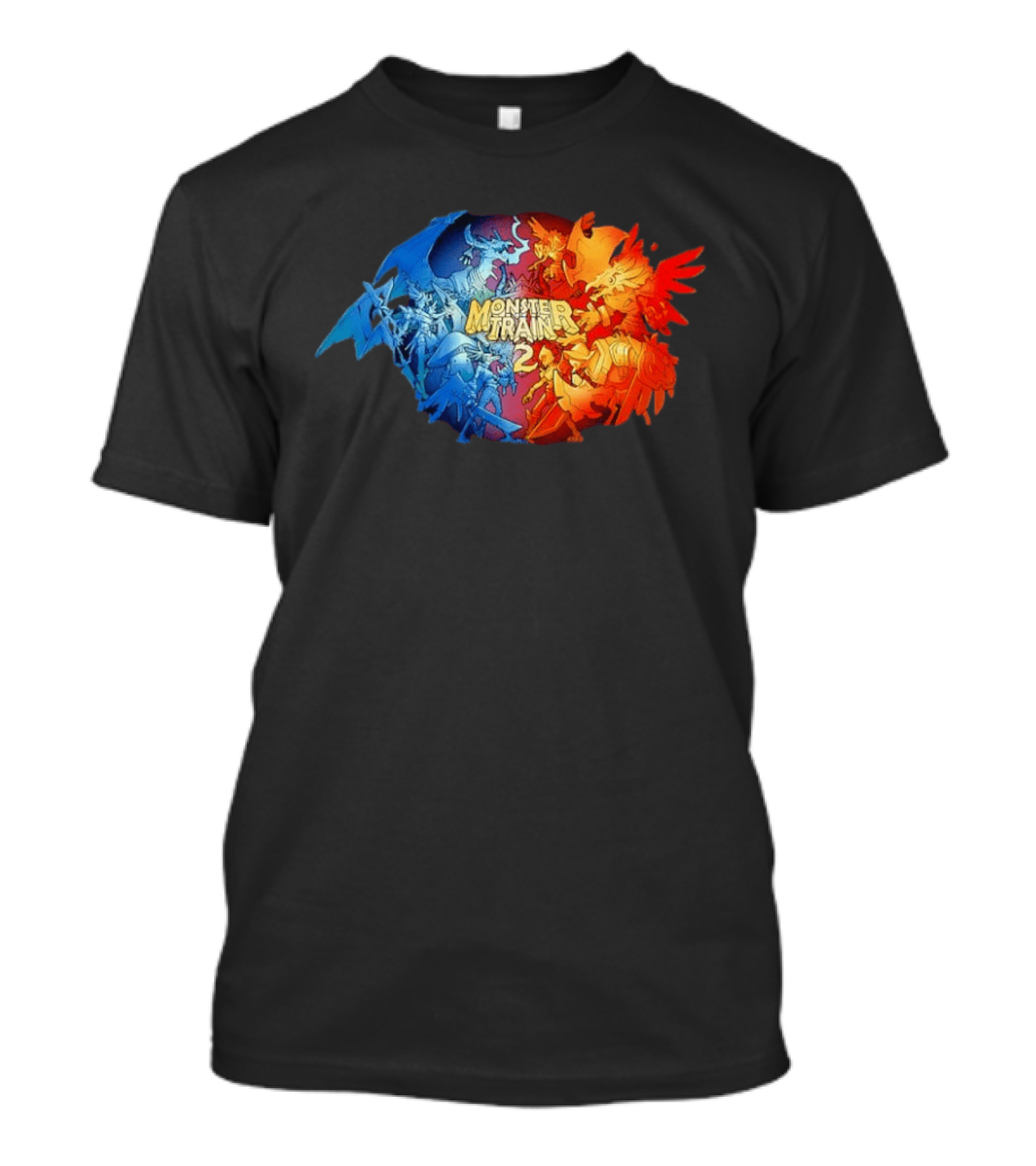 Monster Train 2 Blue Dragon Vs Red Phoenix Battle T-Shirt
