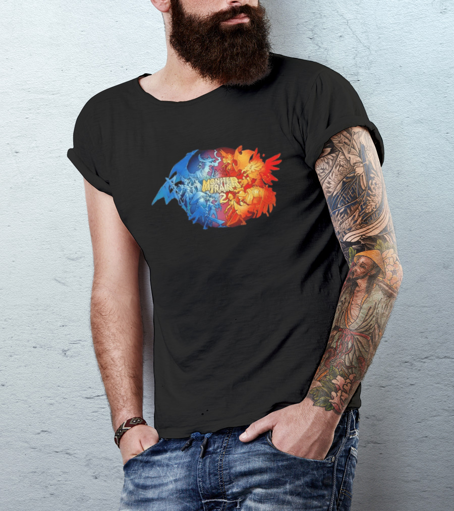 Monster Train 2 Blue Dragon Vs Red Phoenix Battle T-Shirt
