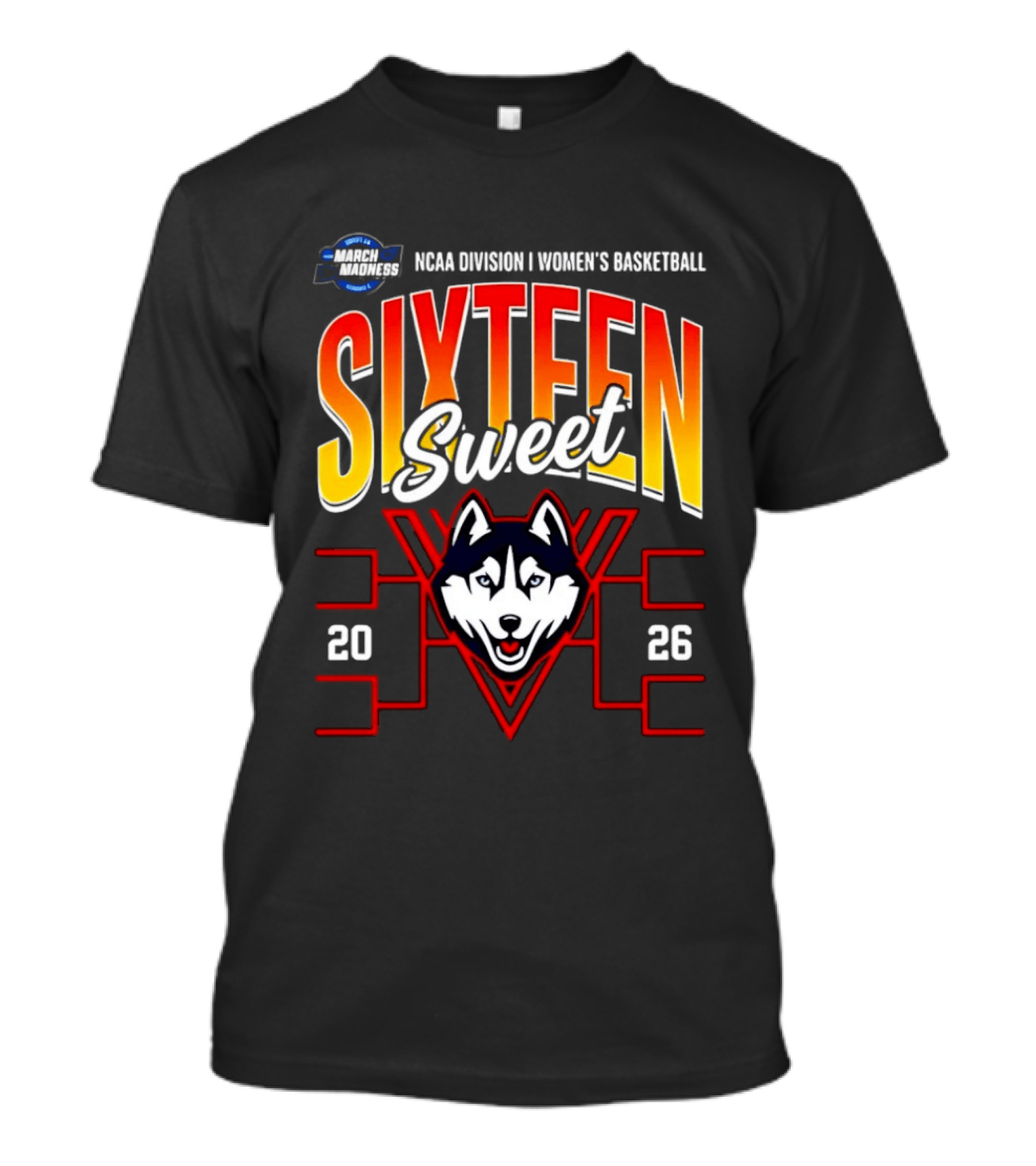 NCAA Division I Women's Basketball UConn Huskies 2026 Sweet Sixteen March Madness Tournament T-Shirt