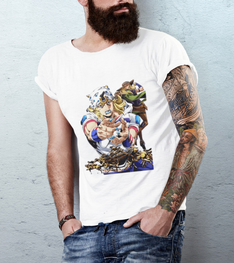 Steel Ball Run JoJo's Bizarre Adventure Gyro Zeppeli And Johnny Joestar Anime Characters T-Shirt