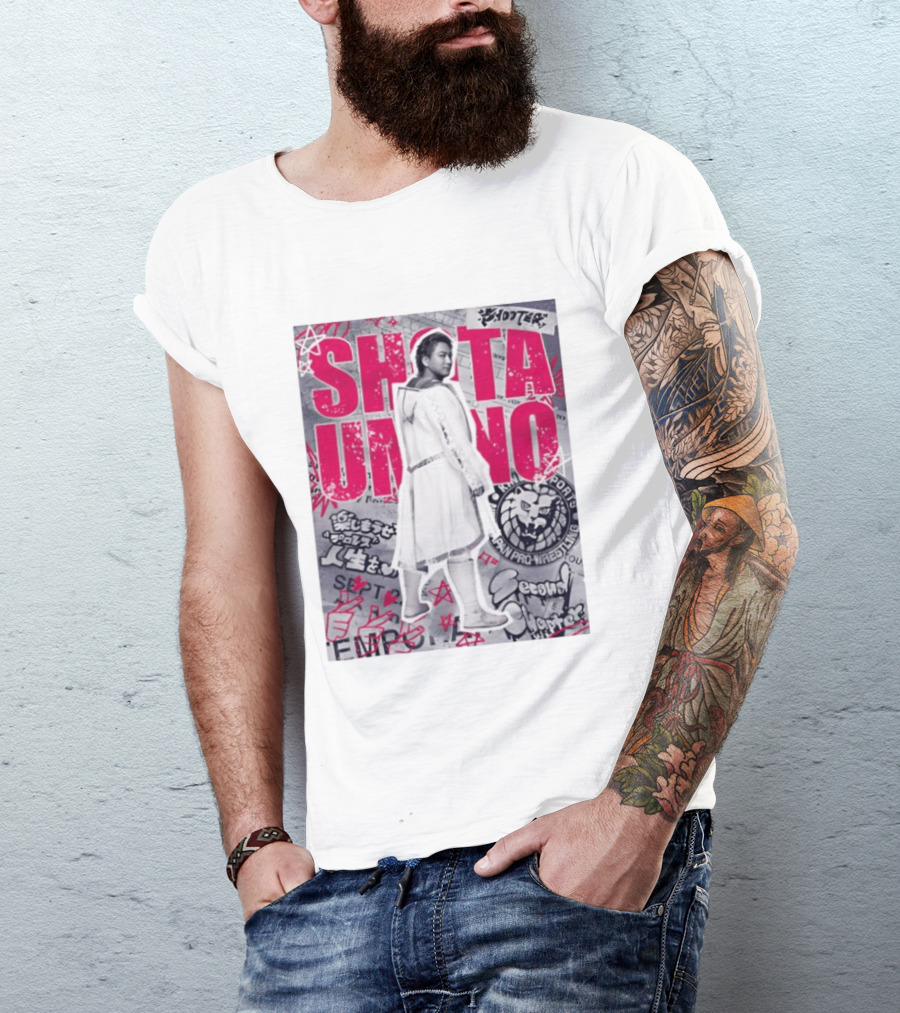Shota Umino New Japan Pro Wrestling Graffiti Style Banner T-Shirt