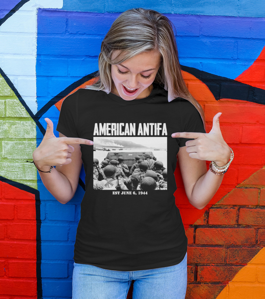 American Antifa Est June 6 1944 D Day Historical Reference T-Shirt