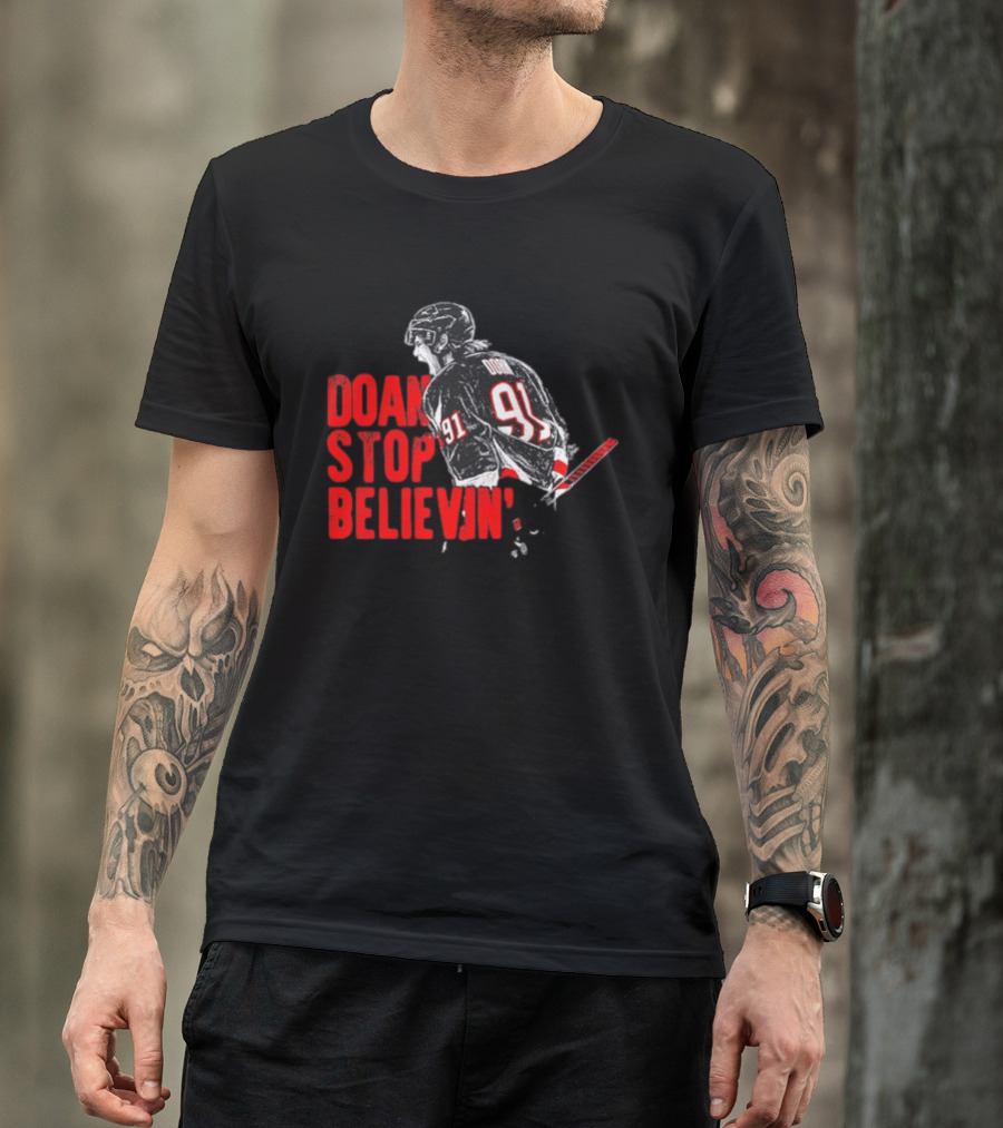 Josh Doan Stop Believin' Number 91 NHL Hockey T-Shirt