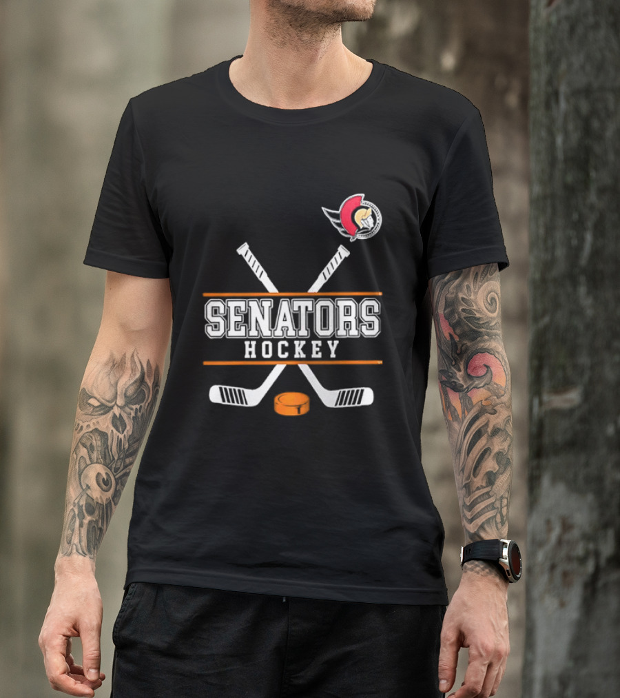 Ottawa Senators Hockey NHL Crossed Sticks T-Shirt