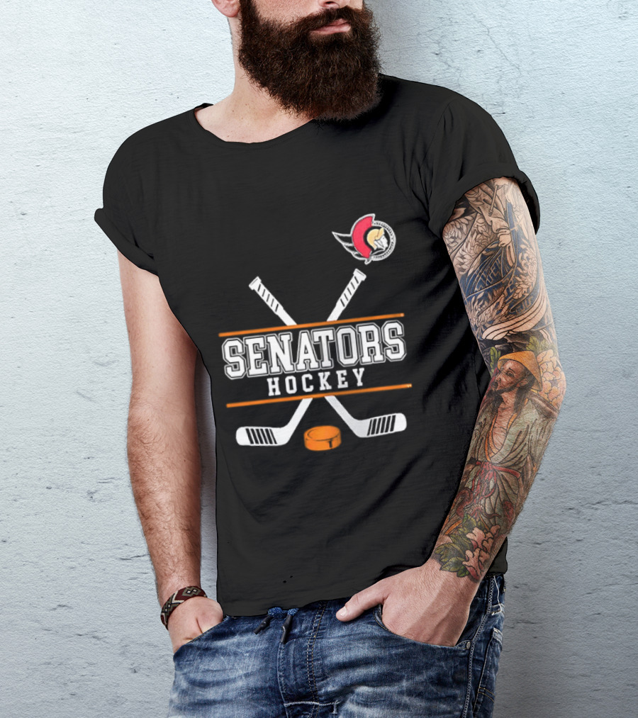 Ottawa Senators Hockey NHL Crossed Sticks T-Shirt