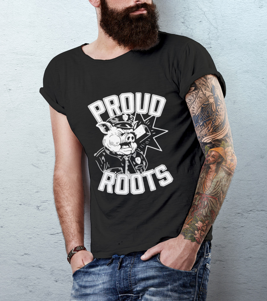 Proud Roots Pig Police Uniform Stars And Stripes T-Shirt