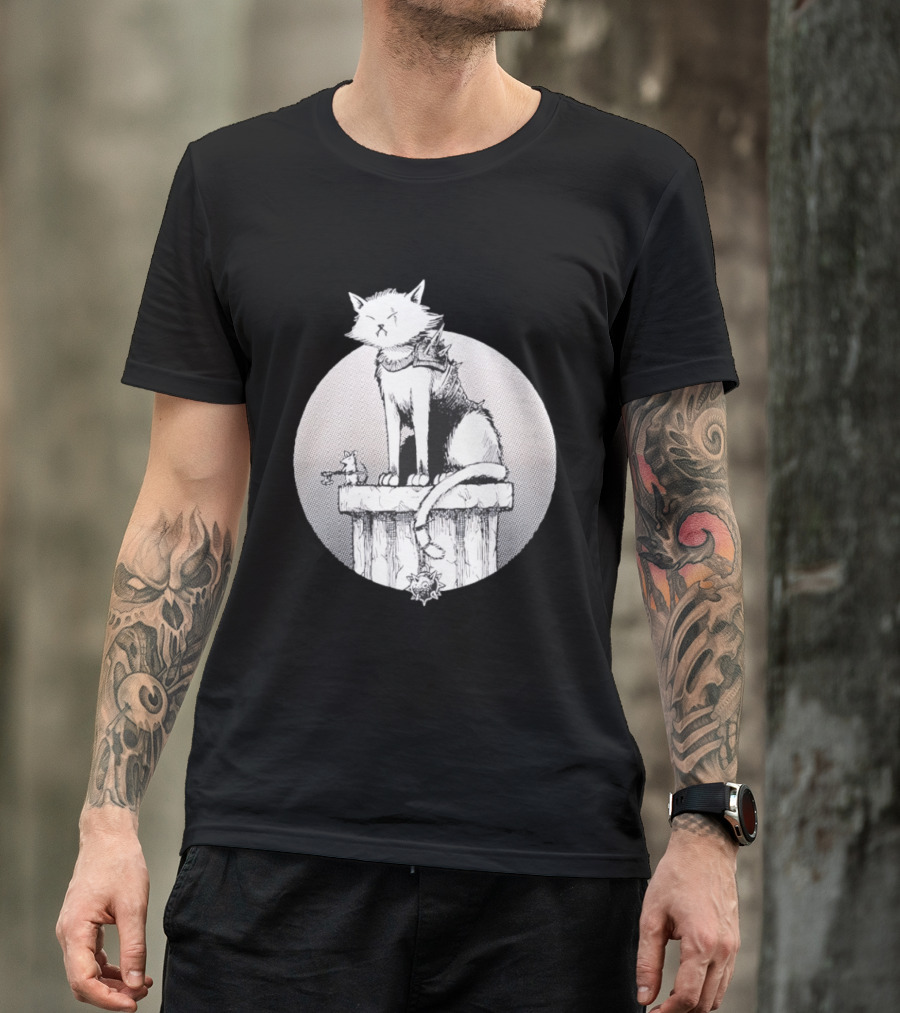 Unlikely Companions White Cat Armor Mouse Weapon Adventure T-Shirt