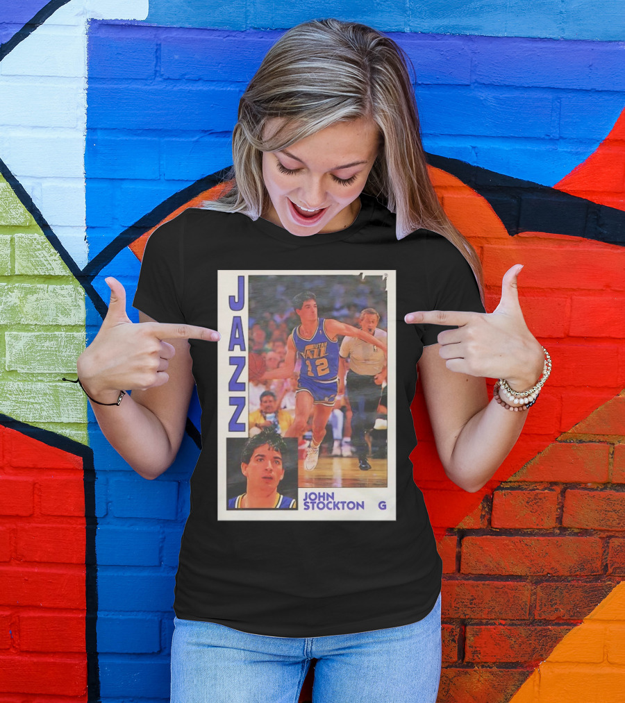 John Stockton Utah Jazz 1992 Basketball Card Vintage NBA Memorabilia T-Shirt
