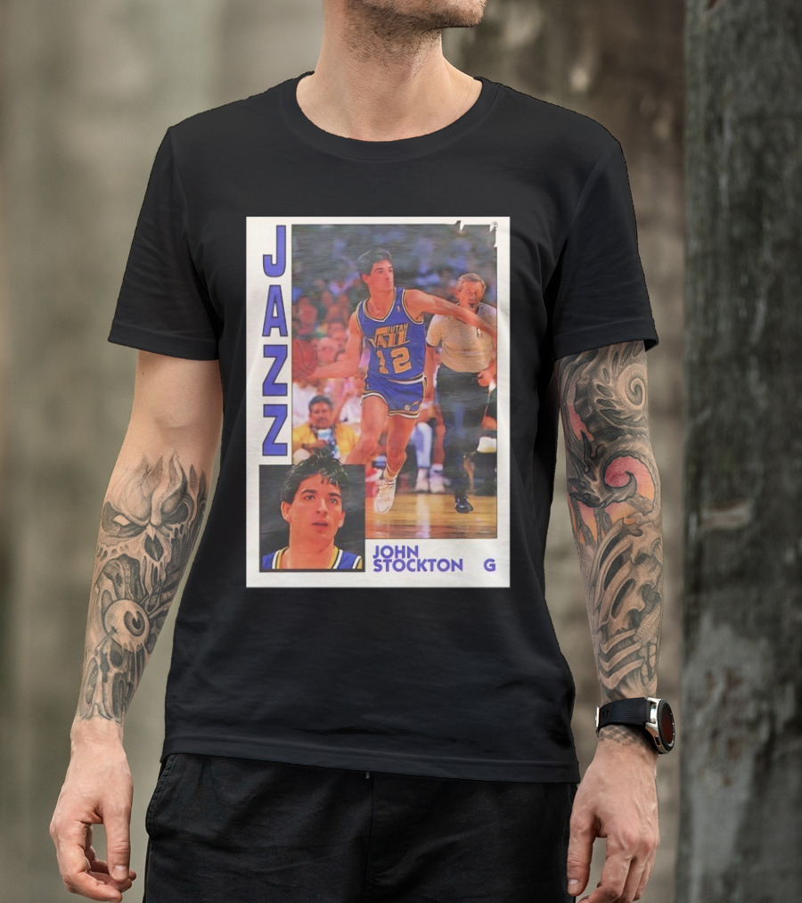 John Stockton Utah Jazz 1992 Basketball Card Vintage NBA Memorabilia T-Shirt