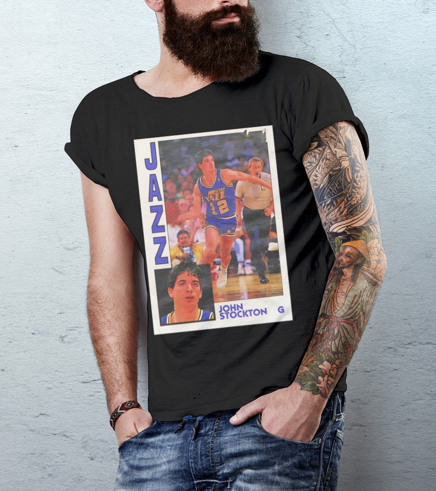 John Stockton Utah Jazz 1992 Basketball Card Vintage NBA Memorabilia T-Shirt