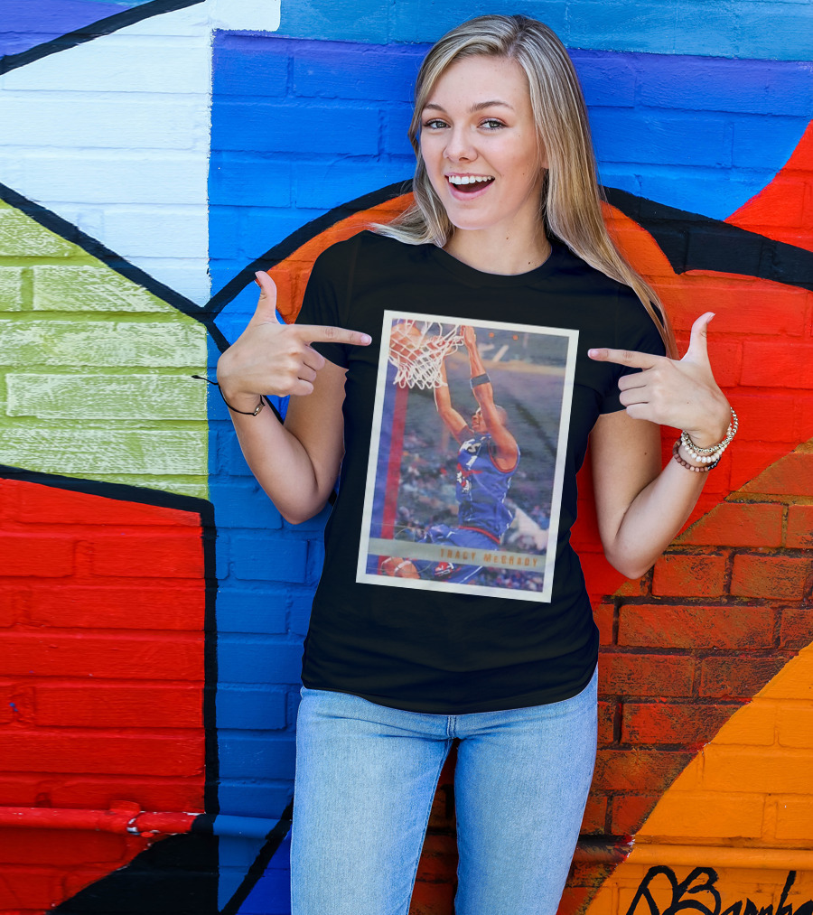 Tracy McGrady Toronto Raptors 1996 Basketball Card Dunk Slam T-Shirt