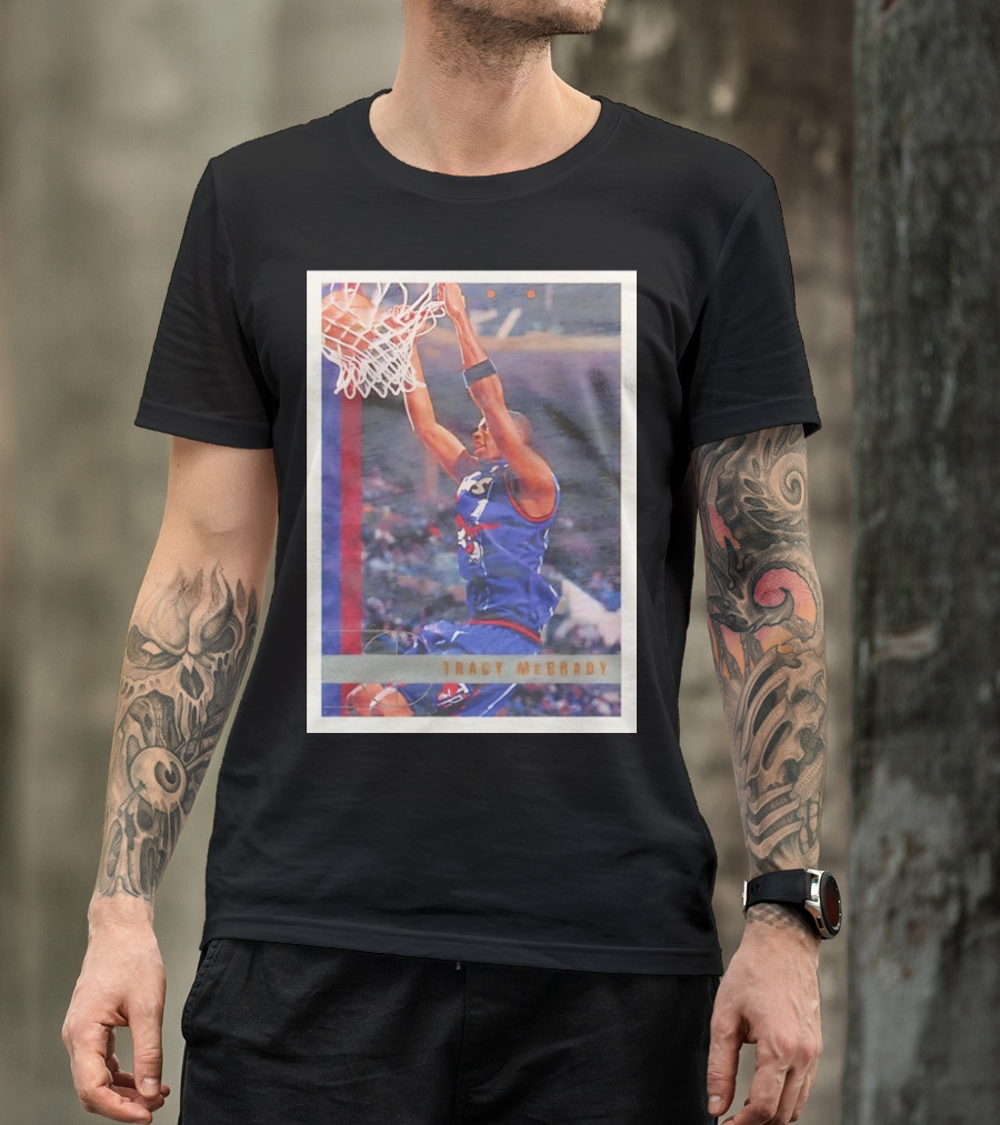Tracy McGrady Toronto Raptors 1996 Basketball Card Dunk Slam T-Shirt