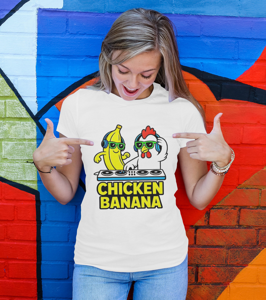 Chicken Banana DJ Headphones Music Party T-Shirt