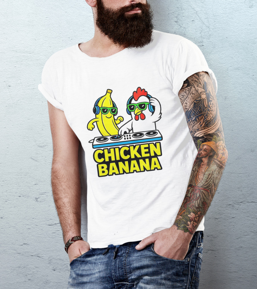 Chicken Banana DJ Headphones Music Party T-Shirt